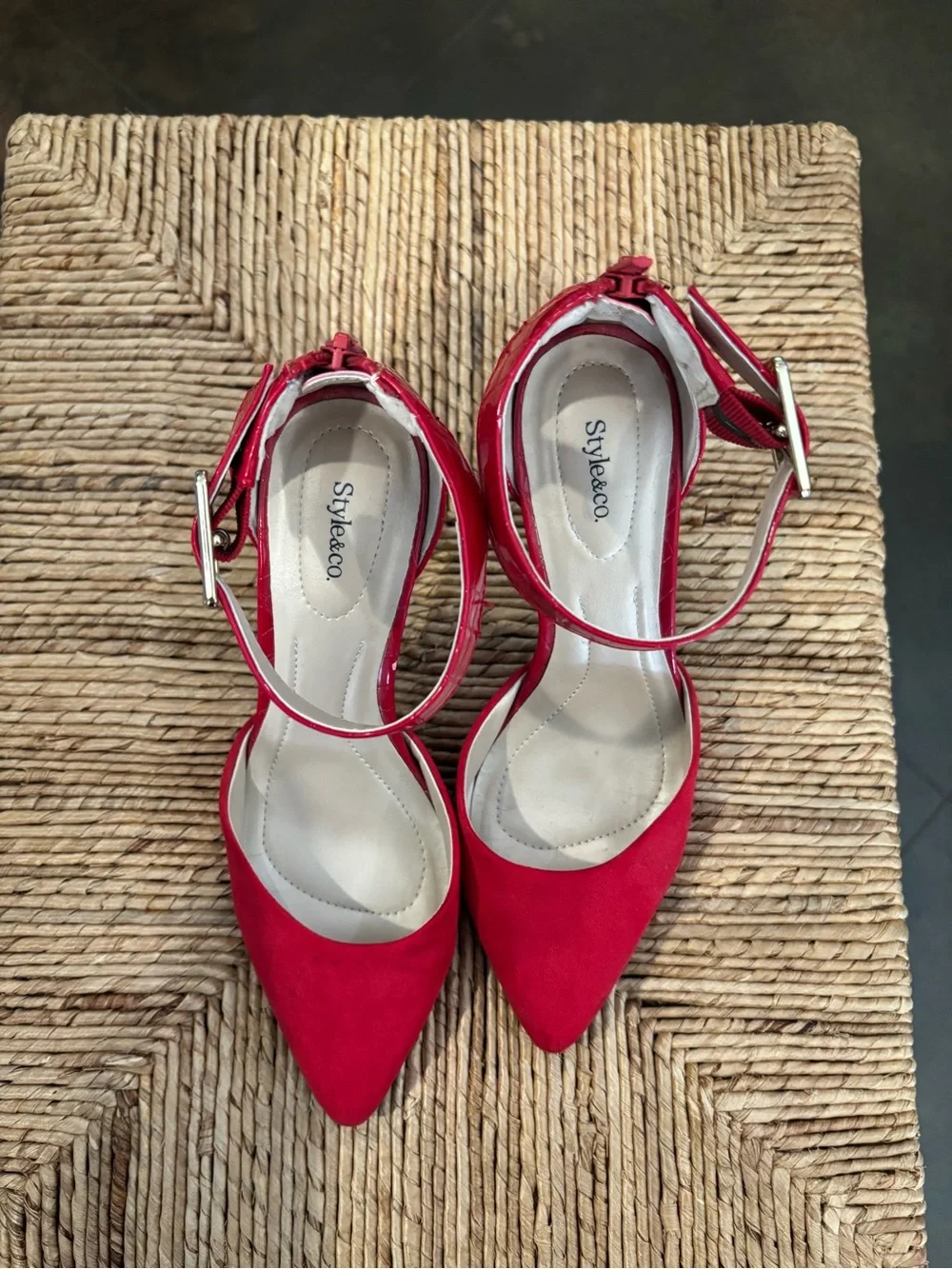 Style & Co. Red Pointed-Toe Ankle-Strap Stiletto Heels